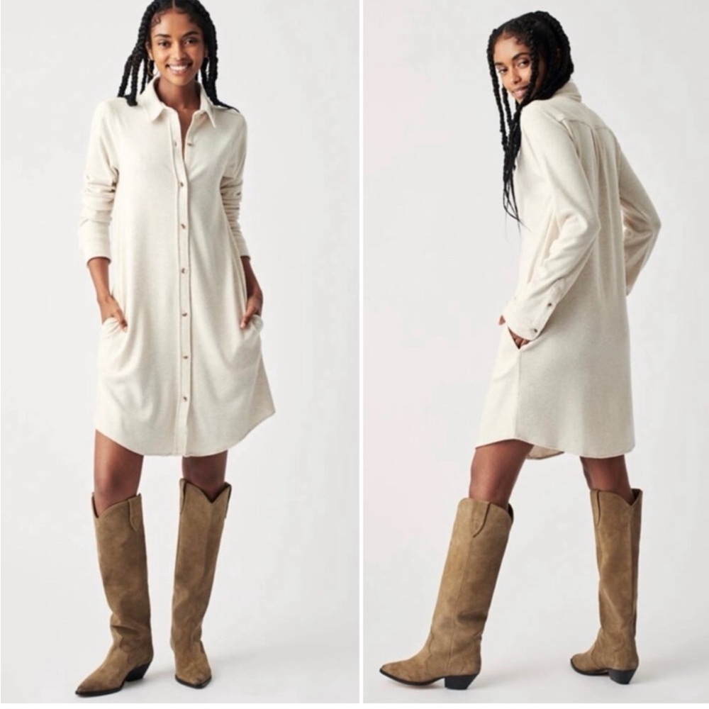 Faherty Legend sweater dress in heathered cream. Rare color/size combo NWT!